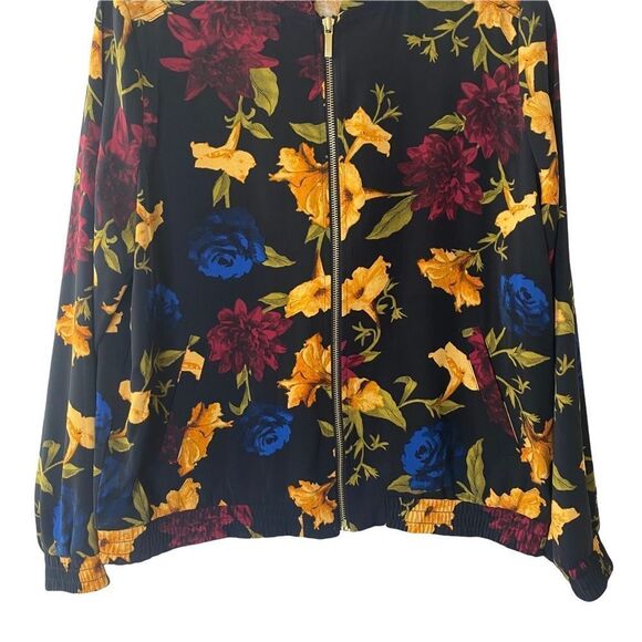 Susan Graver Floral Bomber Jacket Sz M - Picture 4 of 7